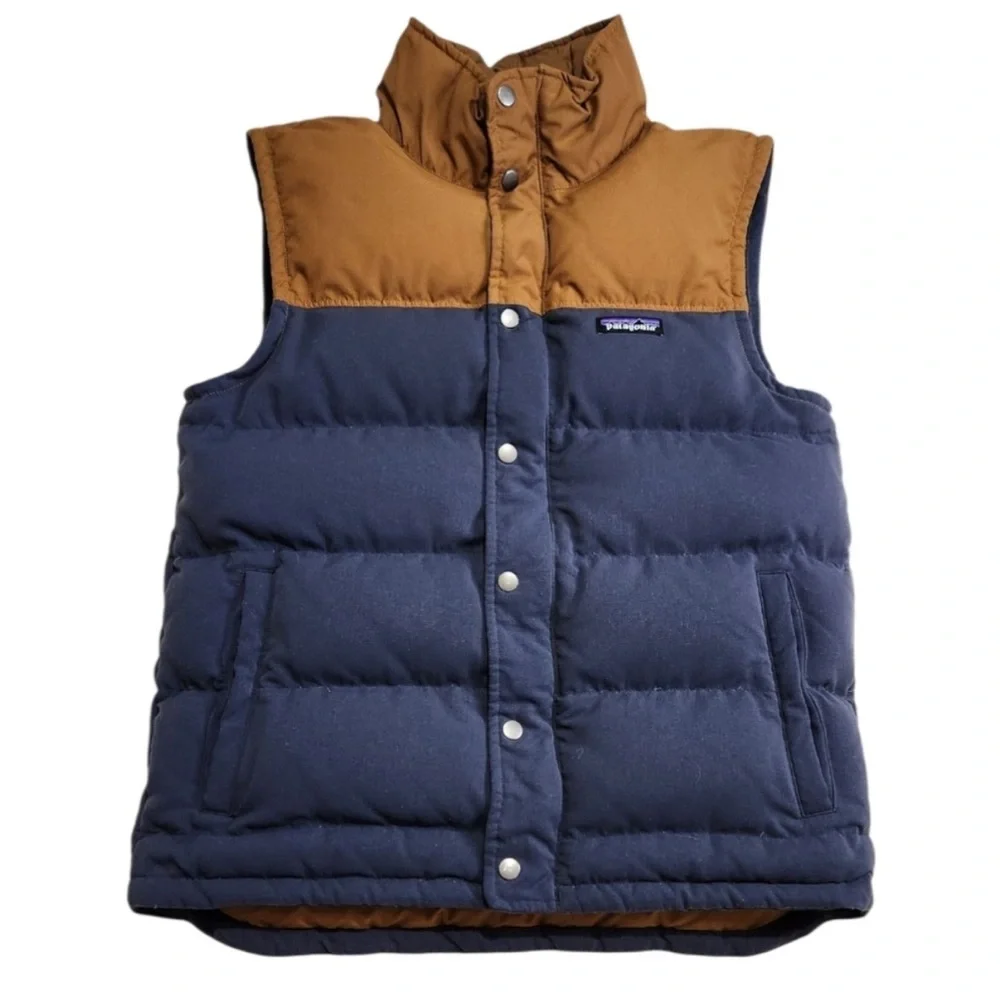 Patagonia Kids' Navy and Tan Puffer Vest - Picture 1 of 3